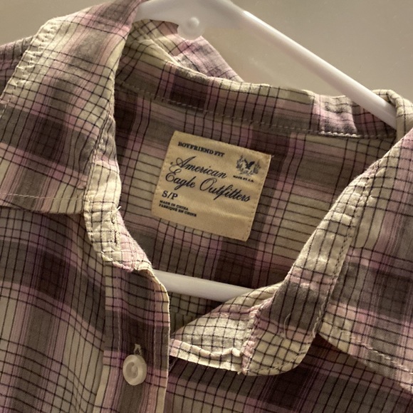 Womens pink and grey light weight button up - Picture 2 of 3